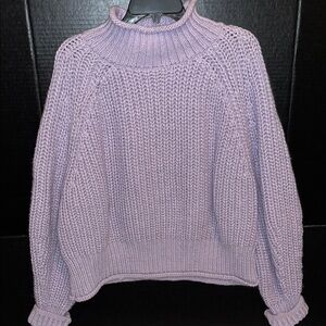 H&M Purple Cowl Neck Sweater with Ribbed Knit